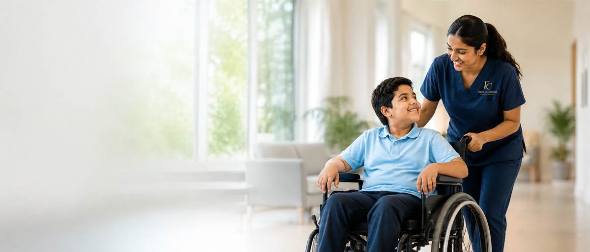 First Guardian Health Group NDIS support worker assisting a client